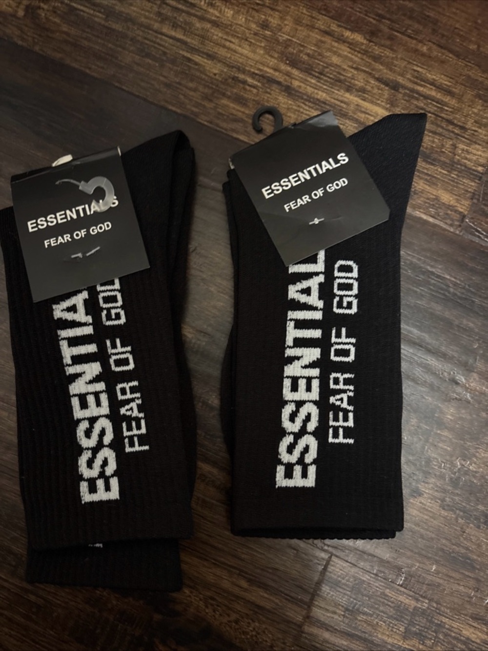 Fear of God Essentials Black Crew Socks with White Logo